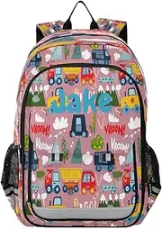 [RPLIFE] Backpacks for School Kids, Custom Name Cute Girl Backpack, Backpack Youth, Kawaii Construction Vehiclestrucks, One Size, Traditional Backpacks