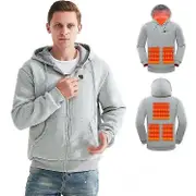 Heated Hoodies Full Zip Heating Sweatshirt Electric Lightweight Hoodie Jacket Tops gray 3XL