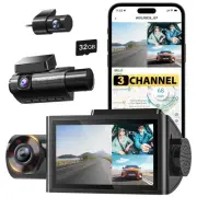 i07 3 Channel Dash Cam Built-in WiFi GPS, 4K Dash Camera Front and Inside, 14...