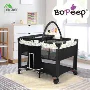 BoPeep Baby Cot Bed Crib Portable Bassinet Safety Rails Fence Foldable Travel