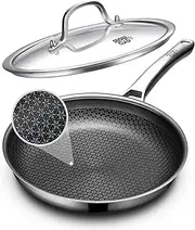 [OATOFP] Non Stick Frying Pans with lid, 12 inch Hybrid Frying Pans Nonstick,non stick Stainless Steel Skillets, Dishwasher and Oven-Safe Chef Pan, Induction Compatible Cooking Pan, PFOA Free Cookware