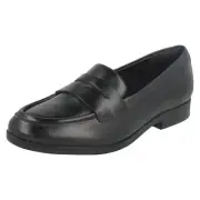 LADIES CLARKS LEATHER SMART CASUAL SLIP ON LOW HEEL LOAFERS TILMONT ZOE