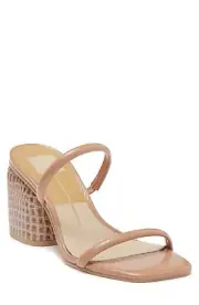 Dolce Vita Open Toe Strap Block Heel Sandal Nancie Cafe Croco Print Size 8.5 NEW