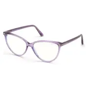 NEW TOM FORD FT5743-B 078 Shiny Transparent Lilac 57mm Eyeglasses