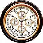 Vintage Antique Style Brass Wooden Nautical Home Décor Wall Clock World Time