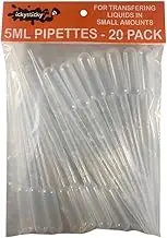 Ickysticky Pipettes 20-Piece Set, 5 ml Capacity, Liquid Dropper Pasteur Pipettes for Cupcakes, Strawberry, Chocolates,Whiskey,Alcohol,Syrups,Sodas, Paint, Chemicals.