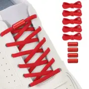 Elastic No Tie Shoelaces Replacement 5Pcs with 4 Metal Buckles, Red