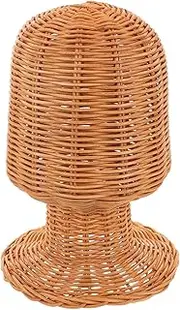 VALICLUD Wig Storage Rack Handmade Rattan Mannequin Head Display Stand for Wigs and Hats Rustic Design for Salons and Homes Organizes Hairpieces Neatly