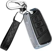 HIBEYO Key Fob Cover for Volkswagen Passat Golf Alltrack Atlas Jetta Skoda Superb A7 Kodiaq Magotan B8 Smart Key Case