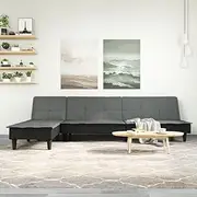 L-Shaped Sofa Bed Dark Grey 255x140x70 cm Fabric | Convertible Sleeper Sofa with Chaise Lounge | Sectional Couch for Small Spaces | Comfortable and Durable Furniture for Living Room