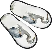 [STVYUKL] Women'S Fuzzy Slippers Soft Cozy Non-Slip House Slippers Cute Warm Long-Beaked Heron Home Shoes For Indoor Outdoor Bedroom, Black, X-Large Wide