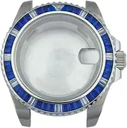 1pc 41mm Case NH35 Case Color Diamond Inlaid with Flat Magnifying Glass Stainless Steel Glass Case Fit NH35/NH36 Movement(Case-3)