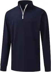 [DEOLAX] Mens Quarter Zip Pullover Solid 1/4 Zip Pullover Mens Athletic Long Sleeve Sweatshirt Mock Neck Golf Shirts for Men