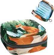 Period Bag,Sanitary Napkin Storage Bag,Forest Cartoon Fox,Tampon Holder for Purse