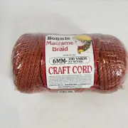 New Vintage Bonnie Macrame Braid 6mm 100 Yard (91 Meters) Craft Cord RUST Sealed