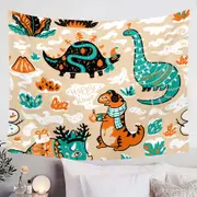 Cute Funny Wintry Dinosaurs Tapestry