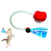 Moving Cat Toy Moving Cat Ball with Dragonfly Tail Indoor Auto-Turn Rechargeable Moving Cat Toy-Red