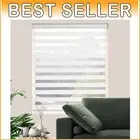 White Zebra Roller Shades, 34'' x 72'' Indoor Blinds for Modern Living Spaces