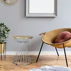 Spitiko Homes Round Side Table Silver And Natural Mango Wood/18 x 18 x 22