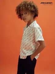 Reiss x McLaren F1 Team White Multi 3-9 yrs McLaren F1 Monte Carlo Cuban Collar Shirt (N97344) | $80