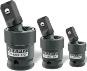 3Pcs Impact Universal Joint Socket Swivel Set， 1/4", 3/8", 1/2" Drive Socket Ext