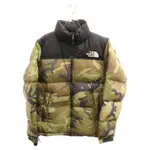 THE NORTH FACE 羽絨 夾克 NUPTSE 綠色 拉鍊式 尼龍 黑色 贈品 日本直送 二手