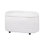 Storage Ottoman Blanket Box 87cm Boucle Fabric Oval