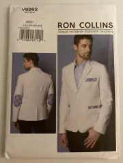 Vogue V9262 Sewing Pattern by Ron Collins Men's Fitted Jacket Sizes: 34-40