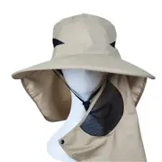 Elosung Khaki Outdoor Uv Protection Hat For Men Detachable Face & Neck Shield Large Brim Sun Fishing Hiking And Activities Hats