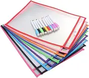 FUNOMOCYA 10 Sets Reusable Storage Bag Reusable Dry Erase Sleeves Office Supply Wipe Clean Wallets School Dry Erase Pockets Office Supplies Wipe Clean Pockets Office Dry Erase Pocket