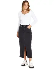 [Sass] Emerald Denim Maxi Skirt in Blue