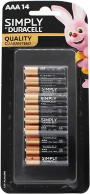 Duracell AAA Simply Alkaline Batteries (Pack of 14)