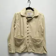 Sandrine Rose Free People Womens Jean Jacket Beige Buttons Pockets Collar XS New