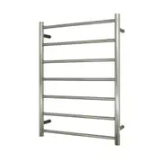 Radiant RTR01 Round Bar Heated Towel Rail - 600 x 800mm - Brushed Nickel Stainless Steel - Bottom Left/Top Right Wiring