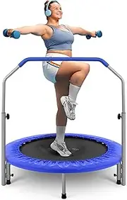 SereneLife 40" Mini Trampoline Rebounder, Portable and Foldable Fitness Trampoline, Suitable for Adults and Kids, Perfect for Indoor/Outdoor Workout