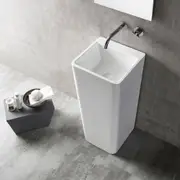 390*390*840mm Poseidon Acrylic Pedstal Gloss White Basin