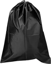 uxcell Clothes Storage Drawstring Bag, 23.6" Clothing Blankets Double Drawstrings Organizer Bags for Camping Travel, Black