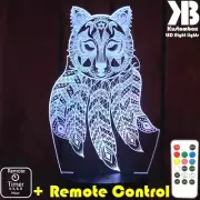 DREAM CATCHER WOLF 3D LED Battery USB Night Light 7 Colour Changing Room Lamp