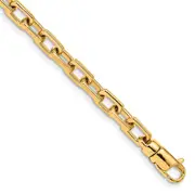 Solid 14K Yellow Gold 8 inch 5mm Hand Polished Fancy Link with Lobster Clasp Bracelet