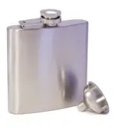 Stainless Steel Liquor 6oz Hip Pocket Flask with Screw Cap & Funnel
