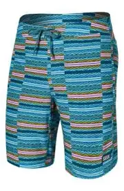 Saxx Men's Betawave 2N1 Swim 7" With Liner Boardshort Asher Stripe Sea Foam 36