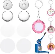 uxcell 10 Sets Button Maker Supplies 37mm / 1.46 Inch Blank Badge Button Parts Badge Parts with Blank Paper for Hand Press Crafts Making Double-Sided Keychain, Pink