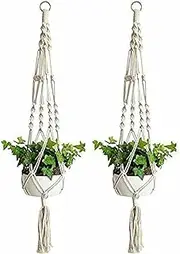 Haobase 2 Pack 41 Inch Macrame Plant Hangers Flower Pots Hanging Planter Decorative Flower Pot Holder Cotton Rope