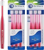 (6 Count, Red) - HartFelt Soft Adult Toothbrush with Over 14,000 360 Degree Micro-Fine, Rounded-Tip Bristles for Easy & Effective Cleaning (6 Count, Red)