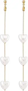 Long Heart Drop Earrings Tassels Pearl Heart Earrings for Women Multi Interlocking Heart Earrings Jewelry for Party