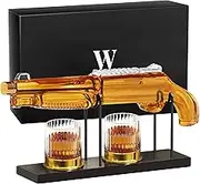 The Wine Things Whiskey Decanter Set for Men, 20.3 Oz Whiskey Decanter Set with Two 8.45 Oz Glasses, Unique Dad Birthday Gift Ideas from Daughter Son, Cool Liquor Dispenser for Home Bar