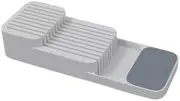 SOVYOULIVE 9-Knife Drawer Organizer | Non-Slip Grey ABS Tray with Blade Guards & Adjustable Dividers – Fits Standard 18” Kitchen Drawers (BPA-Free)