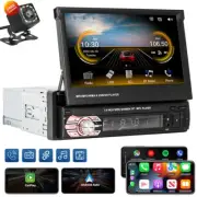 7" Flip Out Car Radio Stereo Apple Carplay Android Auto Touch Screen Single 1Din