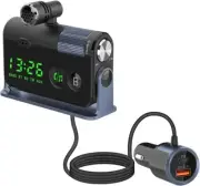 Bluetooth Transmitter Car, 2 Microphones & QC3.0 +Type-C PD 18W HiFi Bass, Car