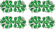 uxcell 4Pcs Rhinestone Crystal Applique, Rhinestone Iron on Patch, Bow Hot Fix Crystal Sewing Applique for Bridal Sash Wedding Dress Shoes Bags, Grass Green